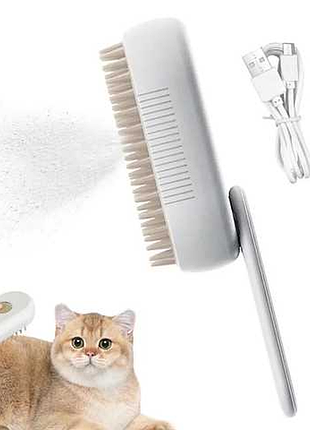 Паровая щетка массажер спрей 3 в 1 pet spray massage brush для вычесывания собак и кошек с паровым распылителем с ручкой
