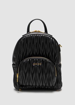 Рюкзак миу miu matelassé nappa leather backpack black