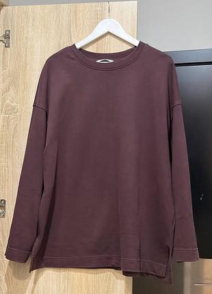 H&amp;m свитшот с выстиранным эффектом, темно-бордовый