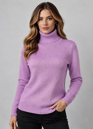 Кашеміровий гольф із закотом one size (52-58) бузковий glsa
