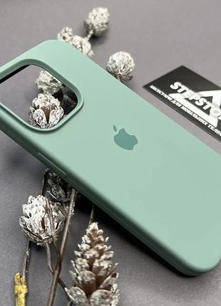 Чехол для iphone 15 pro max silicone case квадратный с микрофиброй закрытым низом силиконовый 9. зеленый (cactus)