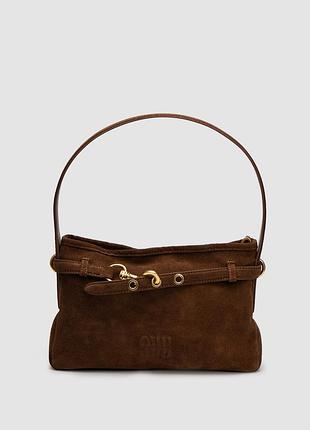 Сумка миу miu aventure nappa leather bag brown suede