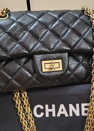 Сумка жіноча chanel чорна шкіряна стьобана