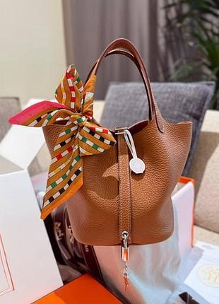Сумка шкіряна hermes picotin gold brown голд колір