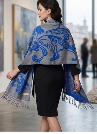 Двосторонній палантин pashmina з розкішним квітковим візерунком пейслі (огірок) , склад- пашміна.