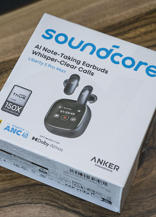 Навушники з сенсорним кейсом soundcore liberty 5 pro max ai note-taking earbuds