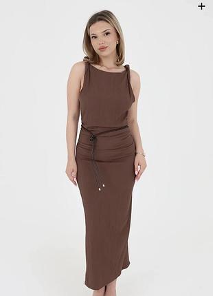 Сукня міді жіноча zara коричнева