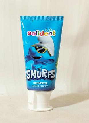 Детская натуральная зубная паста solident kids / лесная ягода the smurfth с фтором 1000 ppm mr.scrubber 50мл.