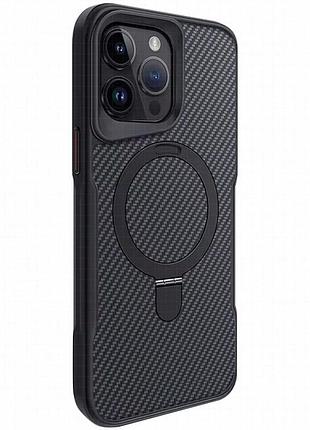 Tpu+pc чохол metal buttons with magnetic fit carbon ring для apple iphone 14 pro (6.1") чорний