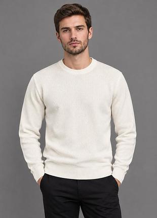 Чоловічий светр білого кольору від h&m в розмірі m виготовлений з бавовни