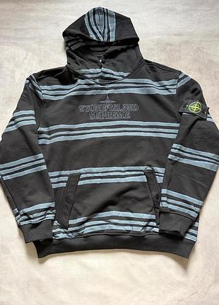 Чорне худі stone island x supreme | чорна кофта стон айленд х супрім | худі стон айленд супрім | stone island x supreme худі