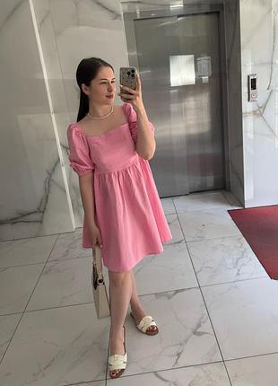 Сукня міді жіноча famo рожева лляна