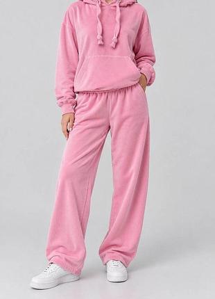 Спортивный костюм женский велюровый, цвет светло-розовый, 241r2001-20