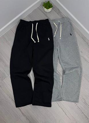 Спортивні штани чоловічі polo ralph lauren флісові чорні, сірі s, m, l, xl