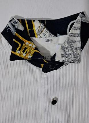 Винтажная смокинг-рубашка votum jacques britt, винтаж 90s, под запонки, барокко принт, tuxedo shirt, арт-принт.