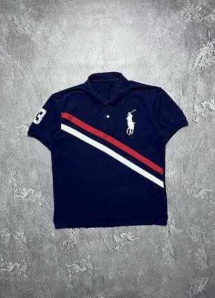 Vintage винтажная футболка поло polo ralph lauren #3 поло ральф лаурен big pony striped в полоску chief keef чиф киф size xl размер хл