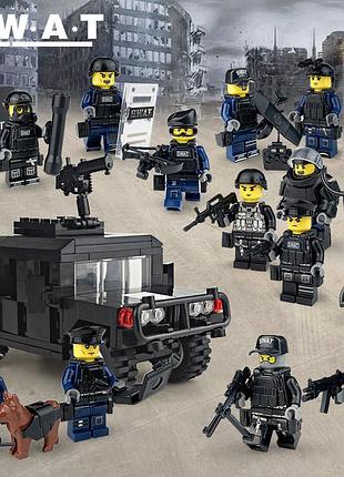 Конструктор фігурки чоловічки військові спецназ swat солдати зброя машина хамер art4494