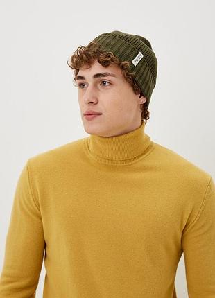Унісекс в'язана шапка marc o'polo beanie хакі / бавовна / оливкова / біні