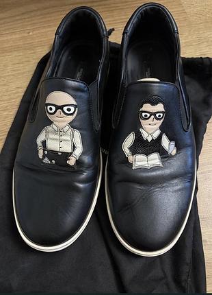 Сліпони чоловічі dolce&gabbana чорні шкіряні