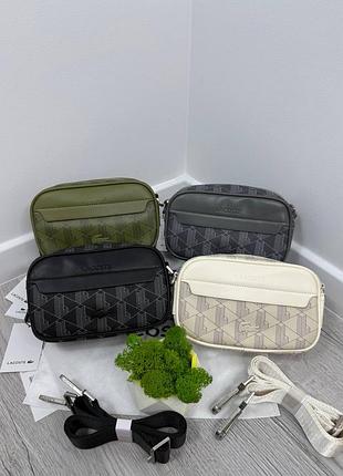 Крос-боді унісекс lacoste з екошкіри, 20х12 см