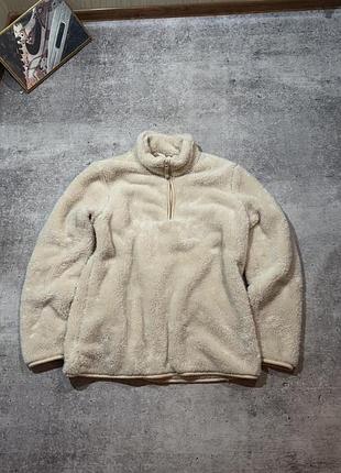 Мʼяка тедді шубка толстовка жіноча mountain warehouse teddy half-zip fleece бежева