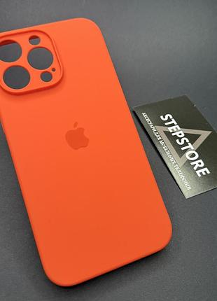 Чехол silicone case для iphone 15 pro max full camera с микрофиброй закрытым низом камерой оранжевый (orange)
