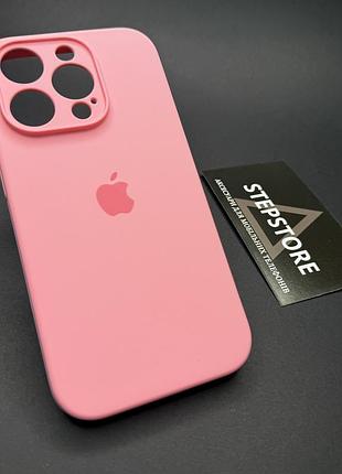 Чехол silicone case для iphone 15 pro max full camera с микрофиброй закрытым низом камерой розовый (light pink)