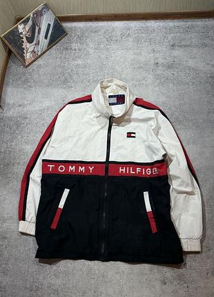 Куртка чоловіча tommy hilfiger vintage big logo біла, чорна, червона