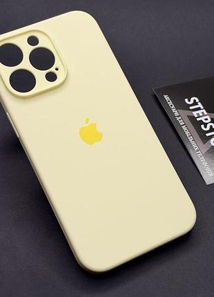 Чехол silicone case для iphone 15 pro max full camera с микрофиброй закрытым низом камерой желтый (mellow yellow)