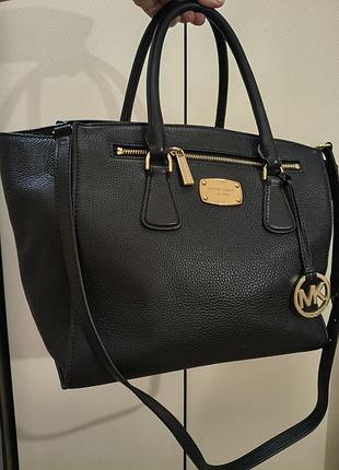 Крос-боді жіноча michael kors чорна шкіряна