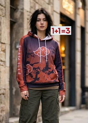 1+1=3 🎁 кофтв худі з принтом аніме наруто ітачі акацукі