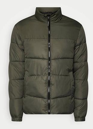 Куртка jack & jones+fit  puffer collar ps, зелёного цвета с воротником-стойкой  оверсайз большой размер/0000h/