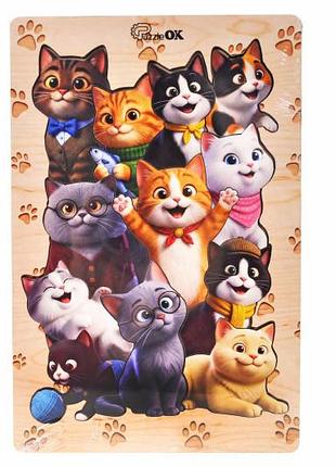 Пазл-мозаика "кото-банда" р.21×14×0.6 мм puzzleok