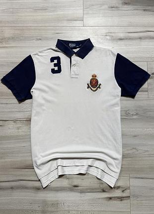 Винтажная футболка поло поло ральф лорен polo ralph lauren crest patch custom fit polo, l, оригинал