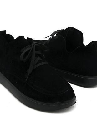 Ботинки демисезонные женские молодежные замшевые на шнуровке черные, ,41 размер pandora -(790)