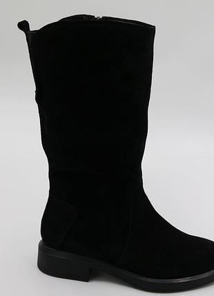 Демисезонные женские замшевые сапоги, черные 40 размер foot step (430)