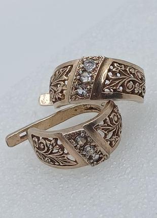 Серьги серебро позолота