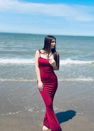 Бордова літня сукня 2