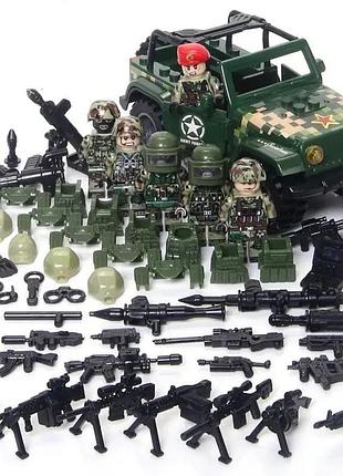 Конструктор фігурки чоловічки військові спецназ swat солдати зброю машина джип art4599