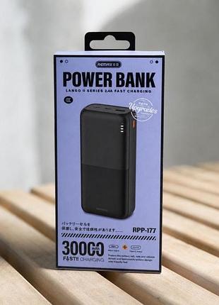 Павербанк remax  30000 mah 2.4а usb/type-c портативний зовнішній акумулятор power bank black 🖤