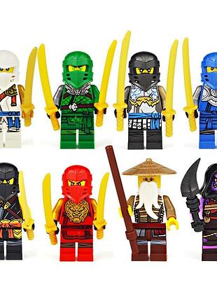 Консторуктор фігурки чоловічки ніндзя ninjago 8 штук у наборі трохи відрізняється зброя art4920