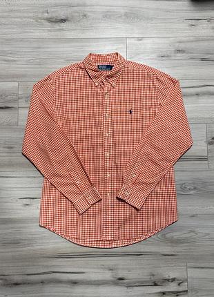 Рубашка поло ральф лорен polo ralph lauren gingham 97 long sleeve shirt, xl, оригинал