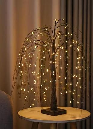 Настільне світлодіодне дерево «іва» 60 см, 192 led (тепле біле світло, 8 режимів, usb/3xaa)
