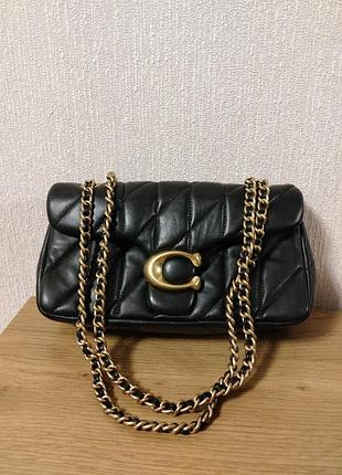 Сумка жіноча coach pillow tabby чорна стьобана