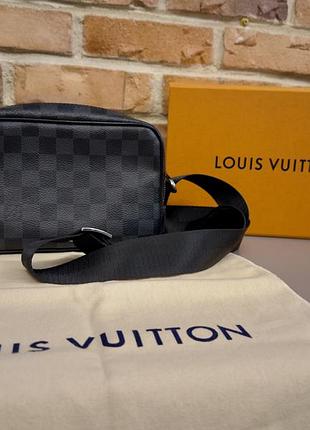 Сумка чоловіча louis vuitton alpha wearable wallet damier graphite чорна