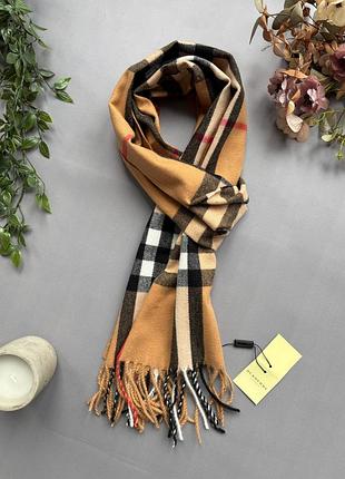 Теплий шарф burberry в фірмову клітинку (унісекс)