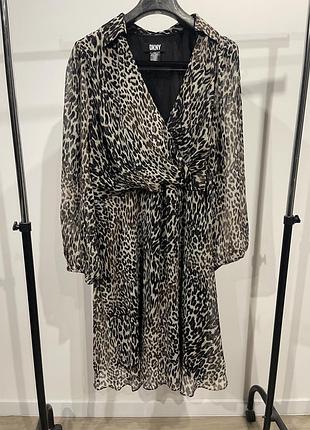 Леопардова сукня міді dkny з запахом (plus size / 22w / 3xl–4xl)
