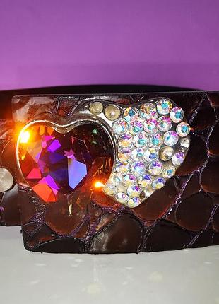 ​💜 шикарний шкіряний ремень downtown accessory з масивним серцем та стразами ✨