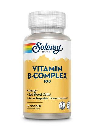 Витамины группы b-100 веганские для женщин, нервной системы и волос solaray vitamin b-complex 100 50 вегетарианских капсул