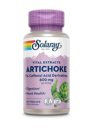 Екстракт артишоку 300 мг для печінки solaray artichoke 600 mg 60 вегетаріанських капсул